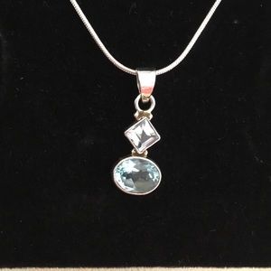 Stamped Silver and Swiss Blue Topaz